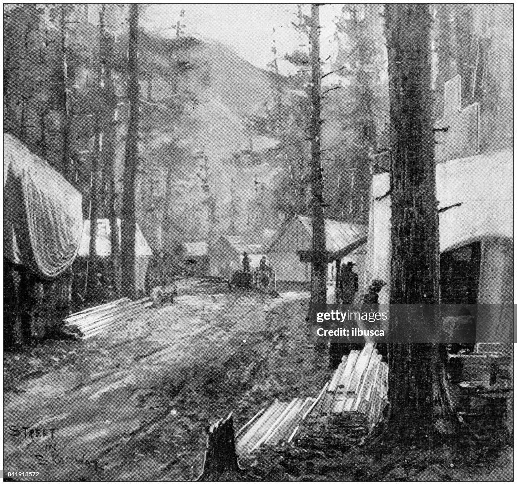 Antique illustration: Street in Skagway