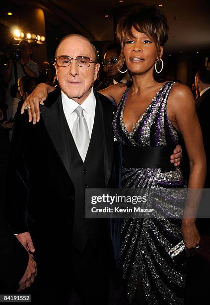 Chairman and CEO of BMG US Clive Davis and Singer Whitney Houston attend the 2008 Clive Davis Pre-GRAMMY party at the Beverly Hilton Hotel on...