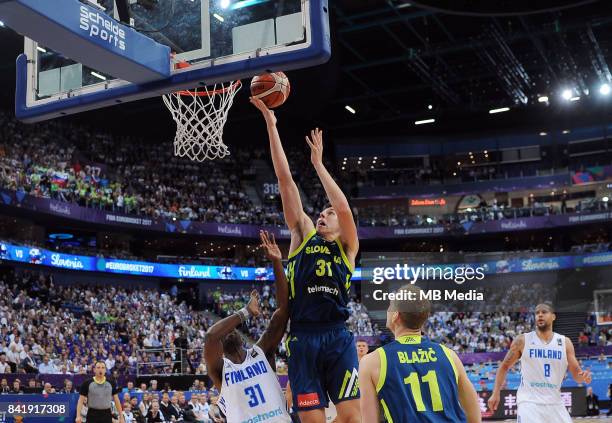 Jamar Wilson of Finland, Vlatko Cancar of Slovenia during the FIBA Eurobasket 2017 Group A match between Finland and Slovenia on September 2, 2017 in...