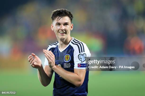 Scotland's Kieran Tierney during the 2018 FIFA World Cup Qualifying, Group F match at the LFF Stadium, Vilnius