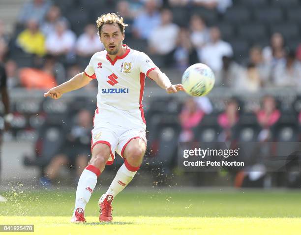 Ed Upson of Milton Keynes Dons in action during the Sky Bet League One match between Milton Keynes Dons and Oxford United at StadiumMK on September...