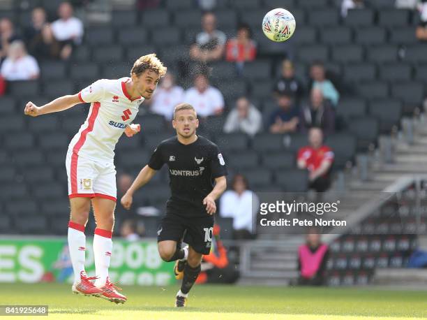 Ed Upson of Milton Keynes Dons in action during the Sky Bet League One match between Milton Keynes Dons and Oxford United at StadiumMK on September...