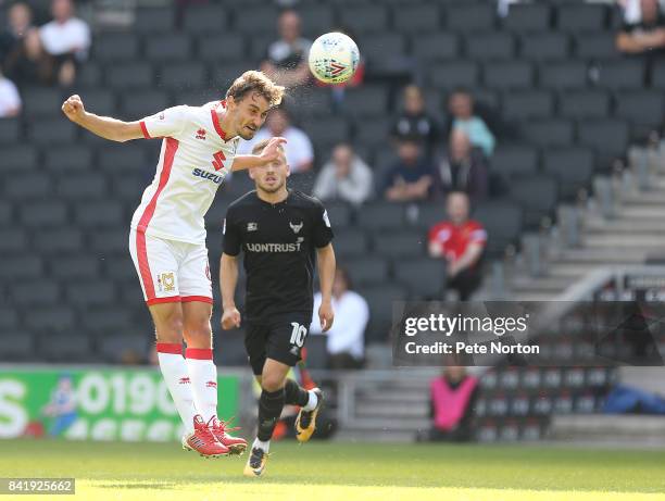 Ed Upson of Milton Keynes Dons in action during the Sky Bet League One match between Milton Keynes Dons and Oxford United at StadiumMK on September...