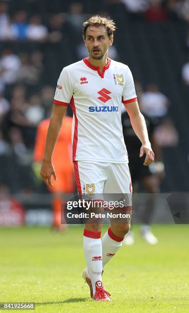 Ed Upson of Milton Keynes Dons in action during the Sky Bet League One match between Milton Keynes Dons and Oxford United at StadiumMK on September...