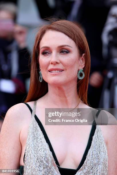 Julianne Moore walks the red carpet ahead of the 'Suburbicon' screening during the 74th Venice Film Festival at Sala Grande on September 2, 2017 in...