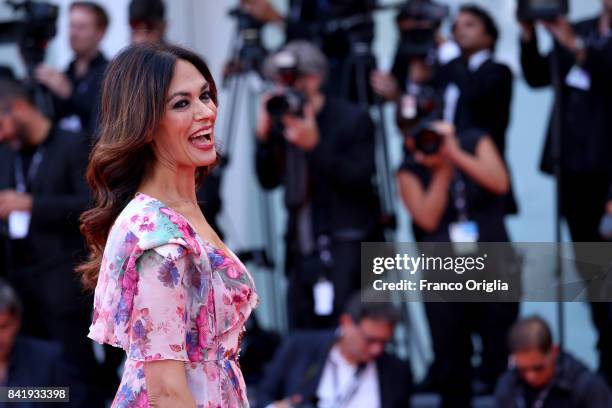 Maria Grazia Cucinotta walks the red carpet ahead of the 'Suburbicon' screening during the 74th Venice Film Festival at Sala Grande on September 2,...