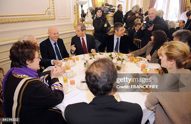 France's governement's ministers tchat on January 7, 2009 at the Interior ministry in Paris during a breakfast with the government's members. AFP...