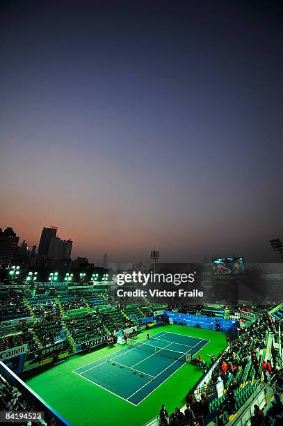 General view of centre court is seen during day one of the World Team Challenge 2009 tournament held at Victoria Park January 7, 2009 in Hong Kong,...