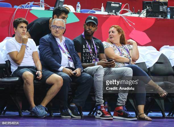 New transfer of Fenerbahce Dogus Jason Thompson follows the FIBA Eurobasket 2017 Group D Men's basketball match between Great Britain and Turkey at...