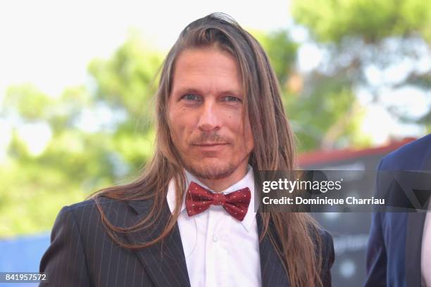 Luca de Franceschi walks the red carpet ahead of the 'Foxtrot' screening during the 74th Venice Film Festival at Sala Grande on September 2, 2017 in...