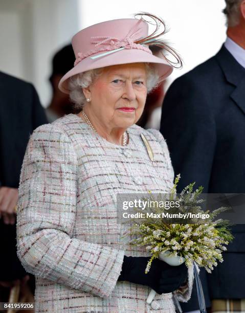 Queen Elizabeth II attends the 2017 Braemar Gathering at The Princess Royal and Duke of Fife Memorial Park on September 2, 2017 in Braemar, Scotland.