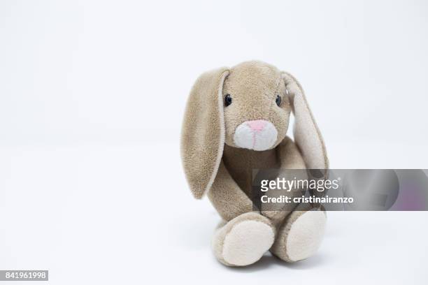 baby rabbit - stuffed toy stock-fotos und bilder