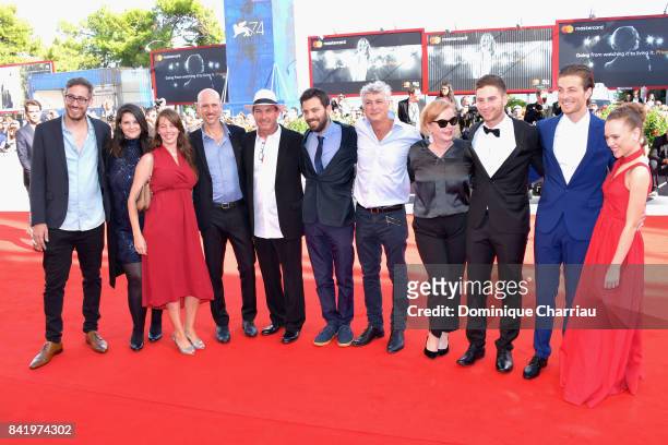 Gefen Barkai , Shira Haas and Yonathan Shiray and guests walk the red carpet ahead of the 'Foxtrot' screening during the 74th Venice Film Festival at...