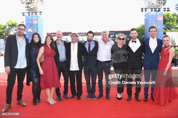 Gefen Barkai , Shira Haas and Yonathan Shiray and guests walk the red carpet ahead of the 'Foxtrot' screening during the 74th Venice Film Festival at...