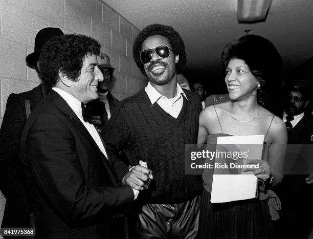 Tony Bennett and Stevie Wonder backstage during MLK Gala at The Atlanta Civic Center in Atlanta Georgia. January 13, 1982