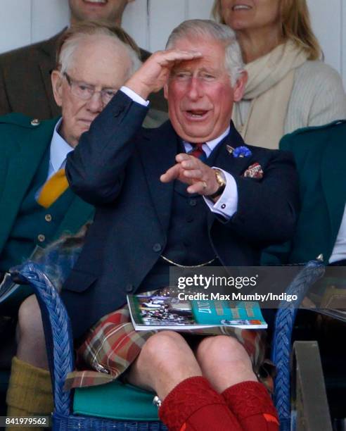 Prince Charles, Prince of Wales attends the 2017 Braemar Gathering at The Princess Royal and Duke of Fife Memorial Park on September 2, 2017 in...