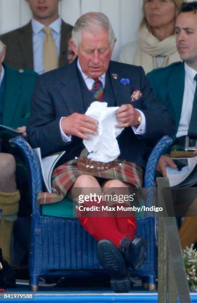Prince Charles, Prince of Wales attends the 2017 Braemar Gathering at The Princess Royal and Duke of Fife Memorial Park on September 2, 2017 in...