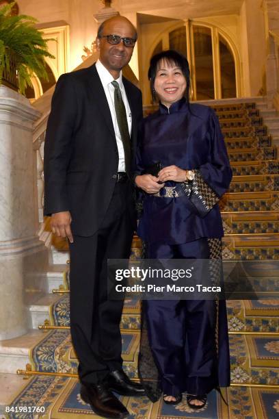 Tharman Shanmugaratnam, Deputy Prime Minister of Singapore and his wife Jane Yumiko Ittogi attend the Ambrosetti International Economic Forum on...