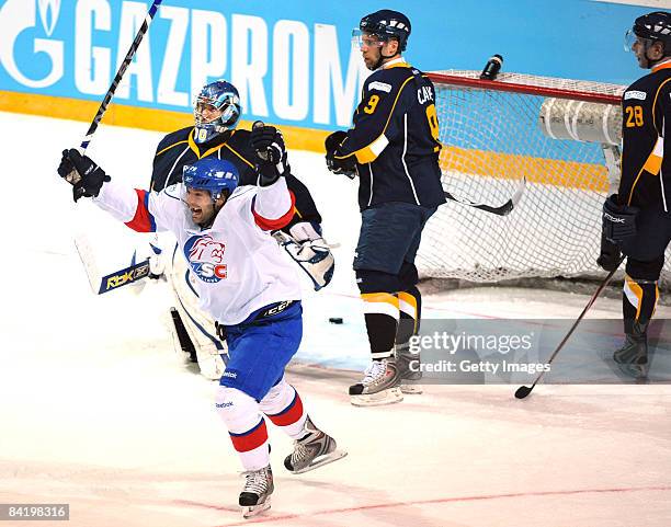 Jean-Guy ZSC after second goal during the IIHF Champions Hockey League semi-final match between Espoo Blues and ZSC Lions Zurich at the Lansi Auto...