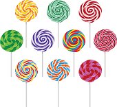 Round lollipops on white background illustration.