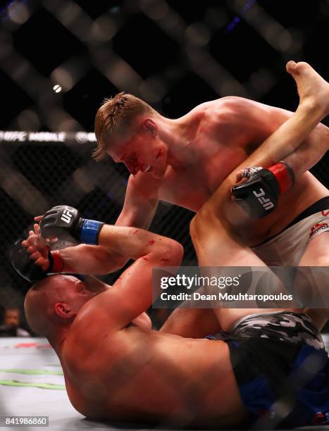 Alexander Volkov of Russia and Stefan Struve of the Netherlands compete in their Heavyweight bout during the UFC Fight Night at Ahoy on September 2,...