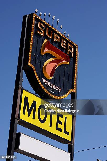 Signage above the Super 7 Motel on August 20, 2008 in Cedar City, Utah.