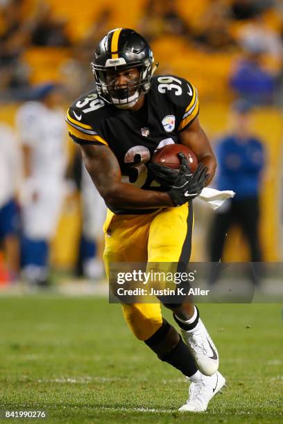 Terrell Watson of the Pittsburgh Steelers in action against the Indianapolis Colts during a preseason game on August 26, 2017 at Heinz Field in...