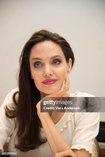 Angelina Jolie at the "First They Killed My Father" Press Conference at the Four Seasons Hotel on August 25, 2017 in Beverly Hills, California.