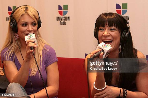 Singers Marisol Terrazas and Vicky Terrazas of Los Horoscopos De Durango attend the 9th Annual Latin GRAMMY Awards Univision Radio Remotes held at...
