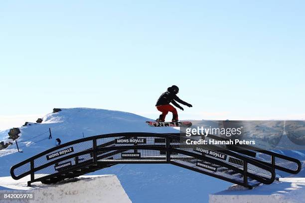 Jenna Blasman of Canada competes during Winter Games NZ FIS Women's Snowboard World Cup Slopestyle Qualifying at Cardrona Alpine Resort on September...