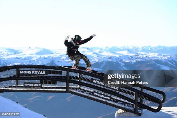 Jamie Anderson of USA competes during Winter Games NZ FIS Women's Snowboard World Cup Slopestyle Qualifying at Cardrona Alpine Resort on September 3,...