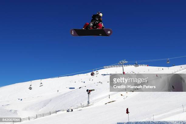 Sara Pancochova of Czech Republic competes during Winter Games NZ FIS Women's Snowboard World Cup Slopestyle Qualifying at Cardrona Alpine Resort on...