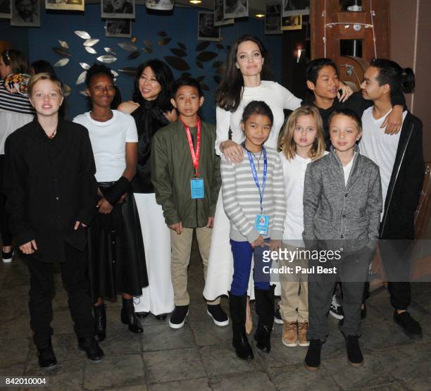 Shiloh Jolie-Pitt, Zahara Jolie-Pitt, Peter Sellars, executive producer and screenwriter Loung Ung, actor Kimhak Mun, Chief Content Officer for...