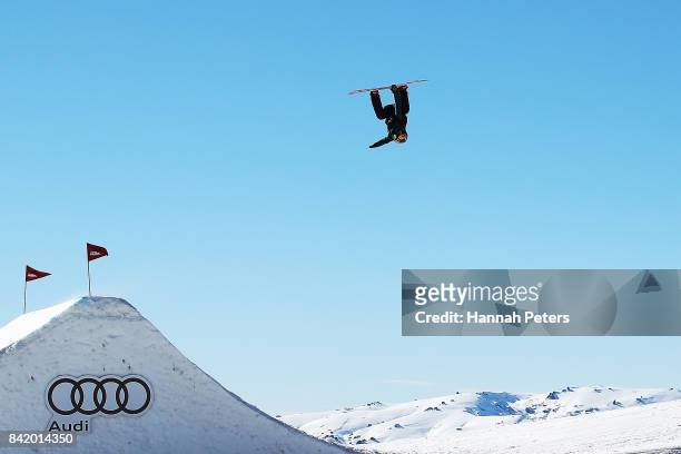 Zoi Sadowski Synnott of New Zealand comeptes during Winter Games NZ FIS Women's Snowboard World Cup Slopestyle Qualifying at Cardrona Alpine Resort...