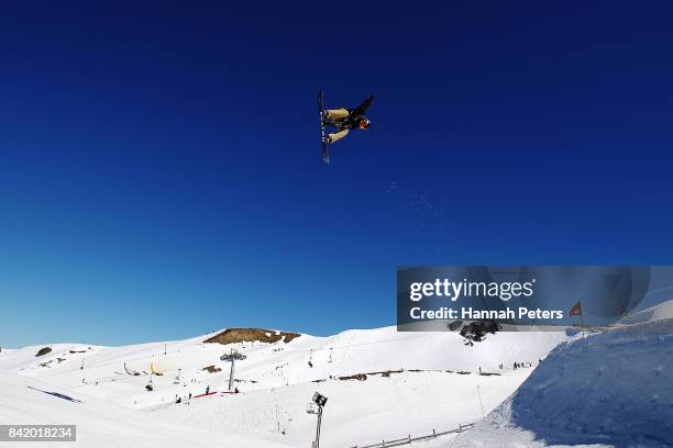 Moritz Thoenen of Switzerland competes during Winter Games NZ FIS Men's Snowboard World Cup Slopestyle Qualifying at Cardrona Alpine Resort on...