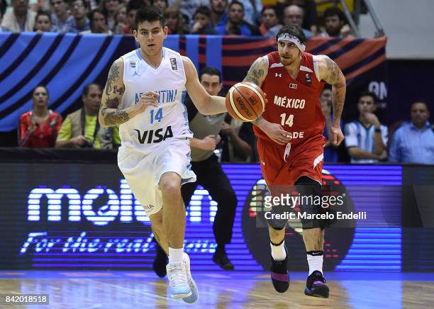 Gabriel Deck of Argentina drives the ball during a semi final match between Argentina and Mexico as part of FIBA AmeriCup 2017 at Orfeo Superdomo...
