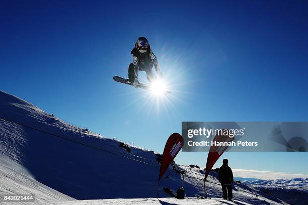 Jamie Anderson of USA competes during Winter Games NZ FIS Women's Snowboard World Cup Slopestyle Qualifying at Cardrona Alpine Resort on September 3,...