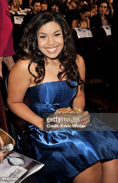 Singer Jordin Sparks poses in the audience during the 35th Annual People's Choice Awards held at the Shrine Auditorium on January 7, 2009 in Los...