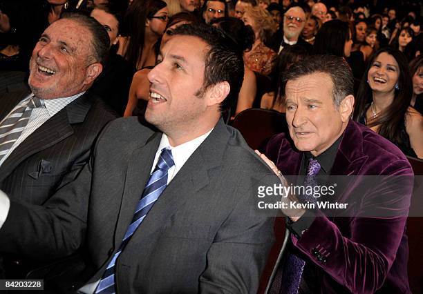 Actors Adam Sandler and Robin Williams pose in the audience during the 35th Annual People's Choice Awards held at the Shrine Auditorium on January 7,...