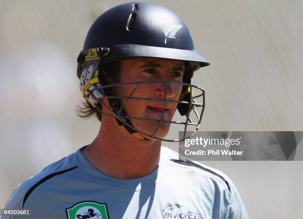 Neil Broom of the Blackcaps waits to bat during a New Zealand Blackcaps nets session at Eden Park on January 8, 2009 in Auckland, New Zealand.