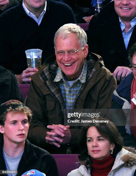 David Letterman attends Montreal Canadiens vs New York Rangers game at Madison Square Garden on January 7, 2008 in New York City.