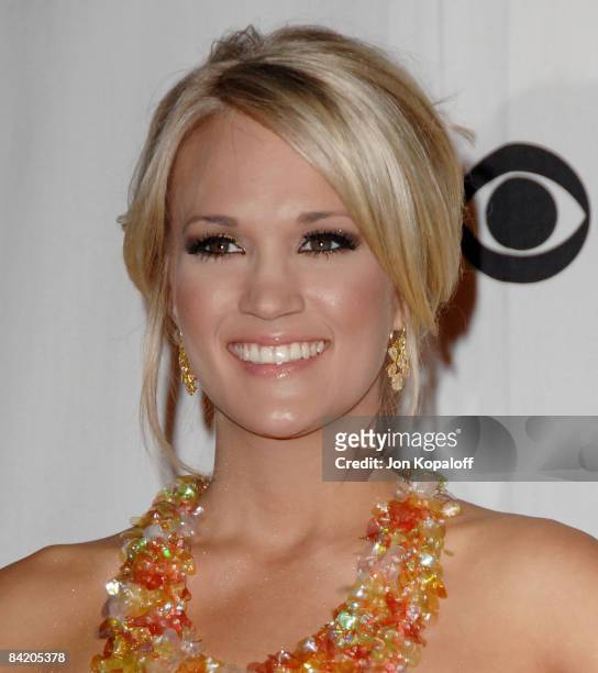 Singer Carrie Underwood poses at the 35th Annual People's Choice Awards Press Room at the Shrine Auditorium on January 7, 2009 in Los Angeles,...