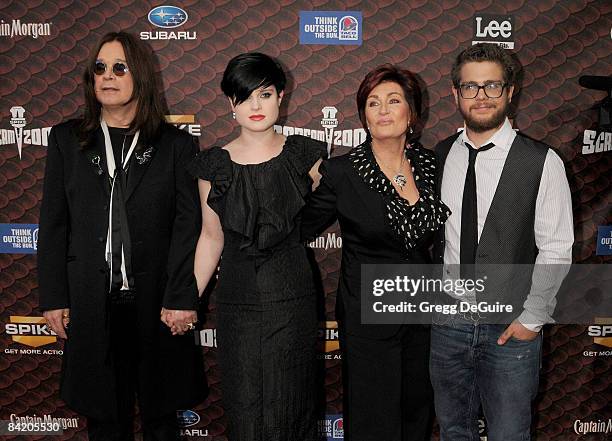 Actor/Musician Ozzy Osbourne, Kelly Osbourne, Sharon Osbourne and Jack Osbourne arrive at the Spike TV's "Scream 2008" Awards at The Greek Theater on...