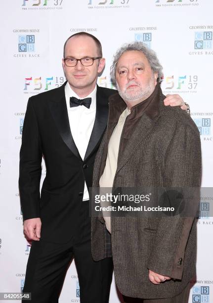 Simon Collins and designer Carlos Falchi attend the 2009 Fashion Scholarship Fund's Geoffrey Beene Fashion Scholarship Dinner at the New York...