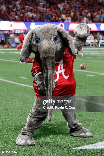 Big Al mascot for the Alabama Crimson Tide performs prior to their game against the Florida State Seminoles at Mercedes-Benz Stadium on September 2,...