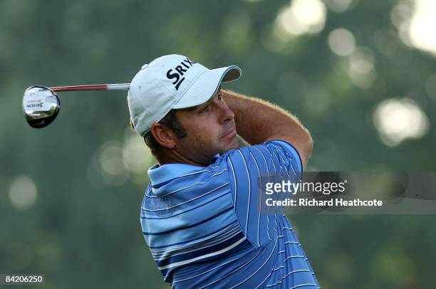 Hennie Otto of South Africa tee's off at the 1st during the first round of the Joburg Open at Royal Johannesburg and Kensington Golf Club on January...