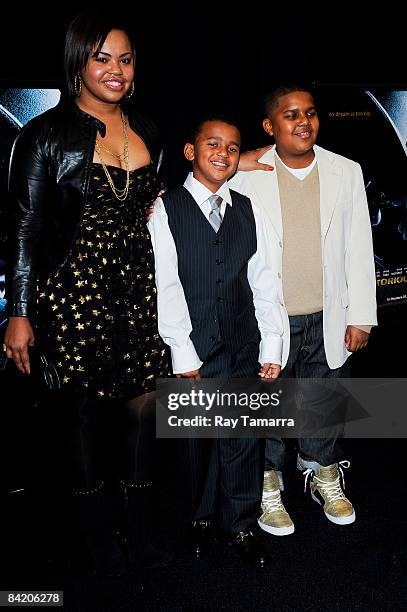 Faith Evan's children Chyna Griffin, Joshua Russaw, and Christopher Wallace attend the premiere of "Notorious" at the AMC Lincoln Square on January...