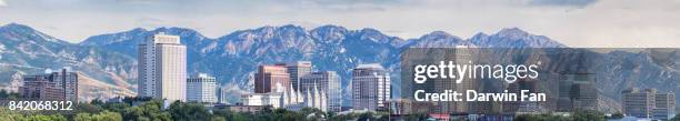 salt lake city skyline panorama - salt lake city skyline stock pictures, royalty-free photos & images