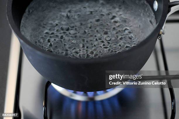 In this photo illustration water comes to the boil on a gas stove on January 8. 2009, in Milan, Italy. On New Year's Day Russia cut the supply of gas...