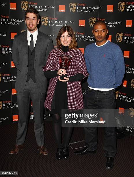 Toby Kebbell, Kelly McDonald and Noel Clarke announce the 2009 Orange Rising Star nominees at BAFTA on January 8, 2009 in London, England.